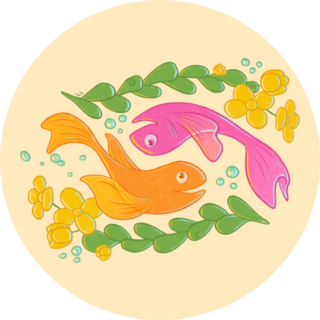 Fish Playing Together Cute Pisces Sticker