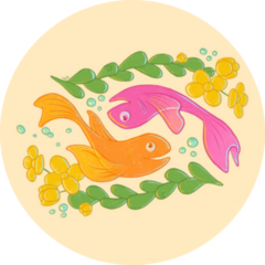 Fish Playing Together Cute Pisces Sticker