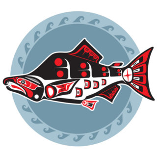 Fish - Salmon - In Native American Style Alaska Sticker