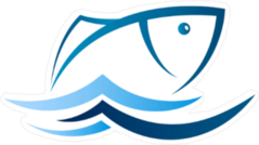 Fish Swimming on Blue Waves Sticker
