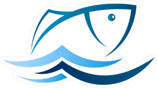 Fish Swimming on Blue Waves Sticker