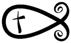 Fish Symbol Hand Painted With Ink Brush Sticker