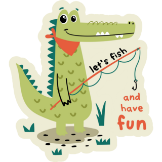Fisherman Alligator Drawing Sticker