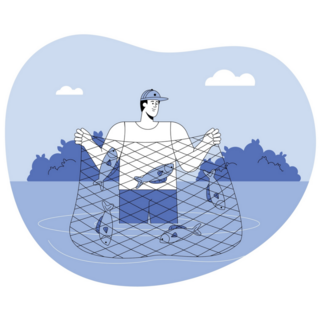 Fisherman Blue Sticker