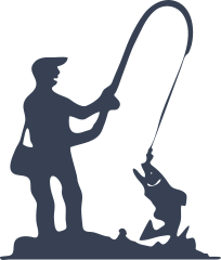 Fisherman Catching A Fish Fishing Sticker