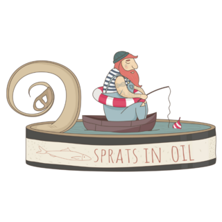 Fisherman On Tin Sticker