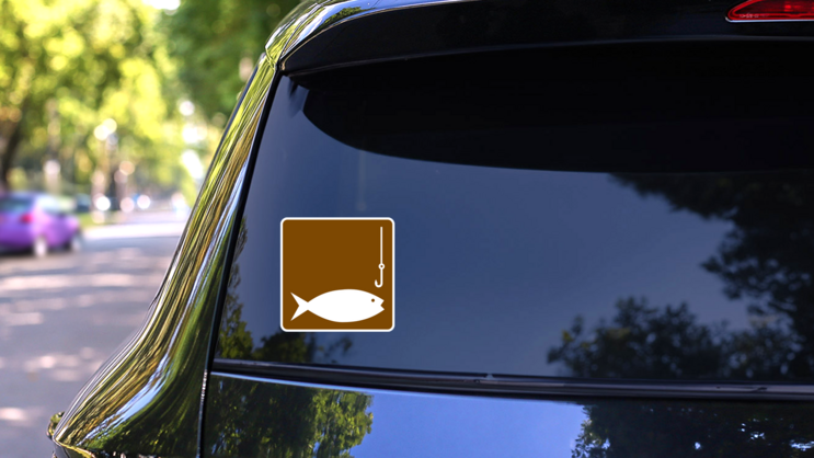 Fishing Fish Sign Sticker on a Rear Car Window (New) example