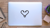 Fishing Hook Heart Icon Sticker on a Laptop (New) example