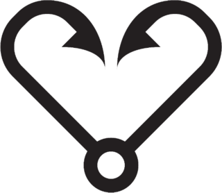 Fishing Hook Heart Icon Sticker