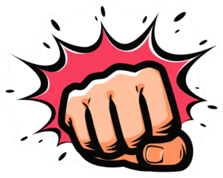 Fist Punching In Pop-art Style Sticker
