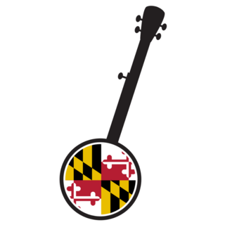 Five String Banjo State Flag Of Maryland Sticker