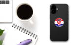 Flag Of Croatia Grunge Style Sticker on a Phone (New) example