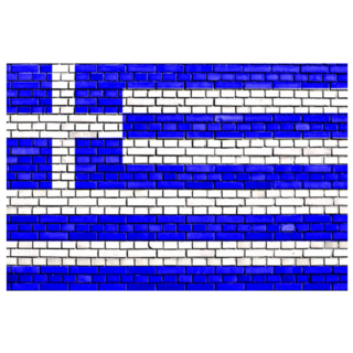 Flag Of Greece Painted On Brick Wall Sticker