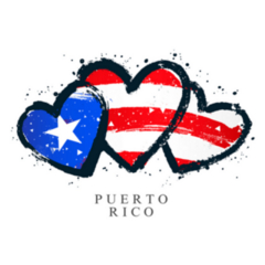 Flag Of Puerto Rico In Three Hearts Lettering Sticker