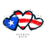 Flag Of Puerto Rico In Three Hearts Lettering Sticker