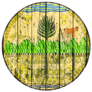 Flag Of Seal Vermont Painted On Wooden Frame Sticker