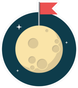 Flag On Moon Sticker