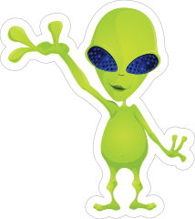 Flamboyant Green Alien Sticker