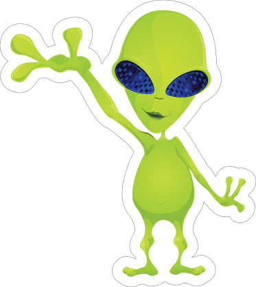 Flamboyant Green Alien Sticker