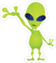 Flamboyant Green Alien Sticker