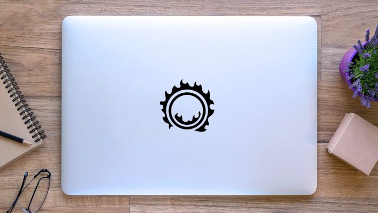 Flaming Circus Ring Sticker on a Laptop (New) example