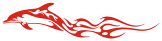 Flaming Dolphin Illustration Sticker