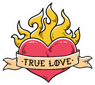 Flaming Heart Tattoo Style Sticker