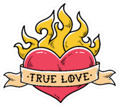 Flaming Heart Tattoo Style Sticker