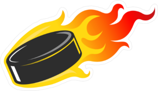 Flaming Hockey Puck Sticker