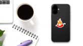 Flaming Hot Chili Pepper Sticker on a Phone (New) example