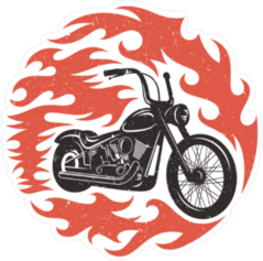 Flaming Hotrod Motorcycle Sticker