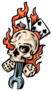 Flaming Skeleton Spade Head And Card Sticker