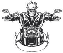Flaming Skull Riding Motorcycle Sticker