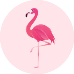 Flamingo Bird Illustration On Pink Sticker