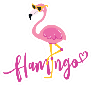 Flamingo Lettering With Heart Sticker