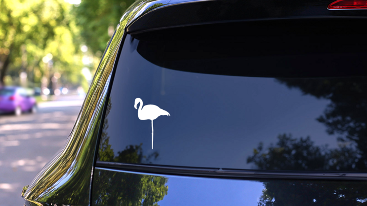 Flamingo On Stick Sticker on a Rear Car Window (New) example