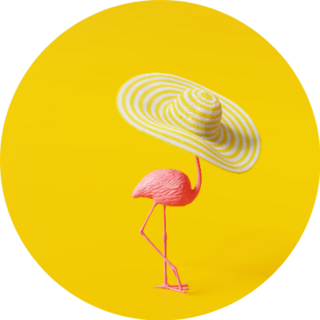 Flamingo With Hat On Yellow Background Sticker