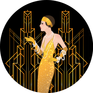 Flapper Girl Golden Retro Party Invitation Sticker