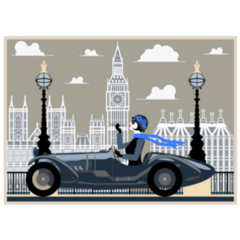 Flapper Girl In A Retro Car London UK Sticker