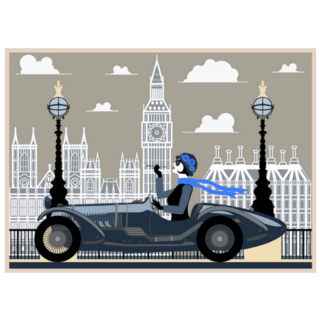 Flapper Girl In A Retro Car London UK Sticker