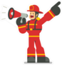 Flat Cartoon Firefighter Bullhorn Sticker