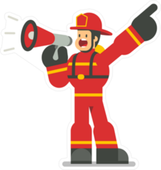 Flat Cartoon Firefighter Bullhorn Sticker