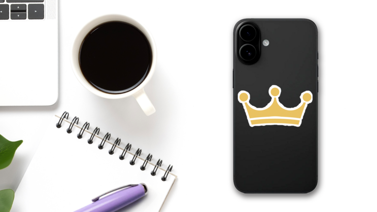 Flat Crown Sticker on a Phone (New) example