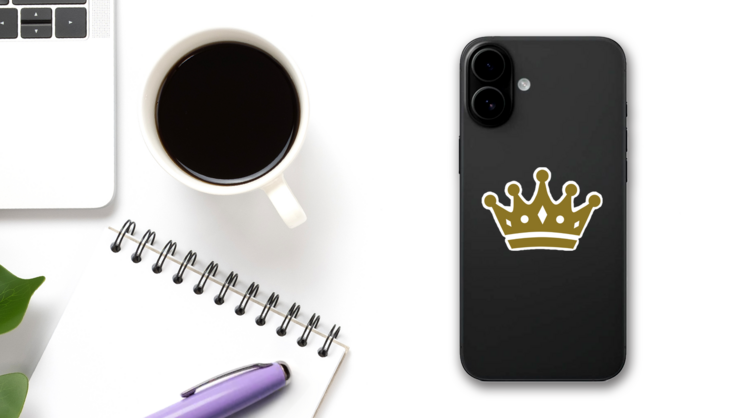 Flat Crown with Details Sticker on a Phone (New) example