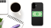 Flat Dollar Illustration Sticker on a Phone (New) example