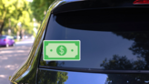 Flat Dollar Illustration Sticker on a Rear Car Window (New) example