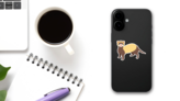 Flat Ferret Illustration Sticker on a Phone (New) example