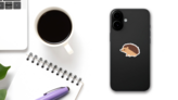 Flat Hedgehog Sticker on a Phone (New) example