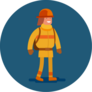 Flat Icon Of A Firefighter Circle Sticker