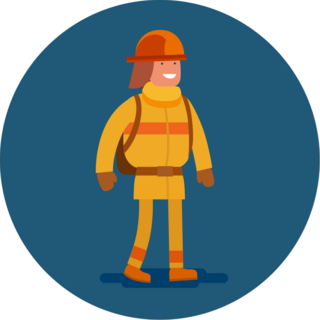 Flat Icon Of A Firefighter Circle Sticker
